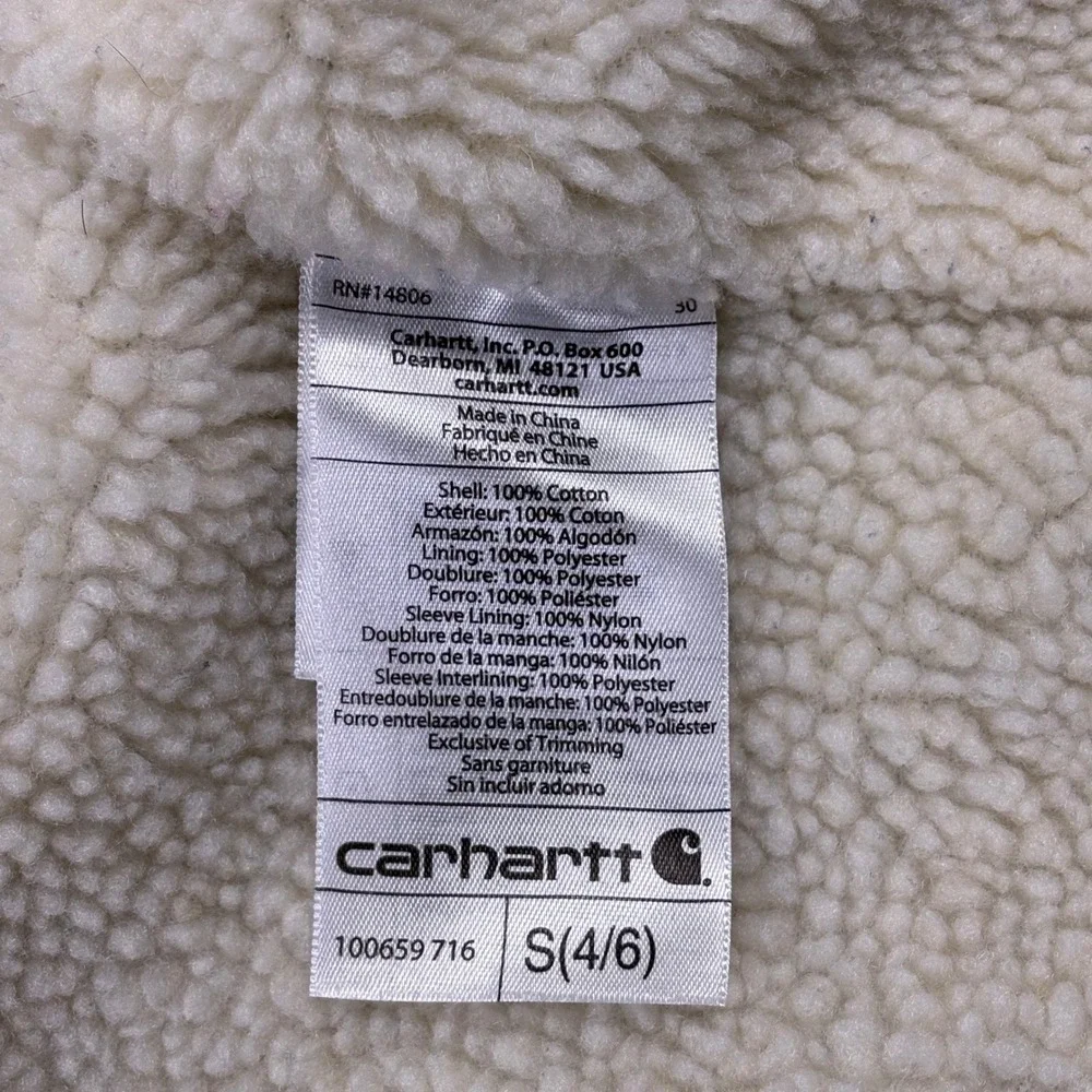 Carhartt Sherpa Lined Corduroy Jacket Women's‎ Small Tan Trucker Coat Work Wear